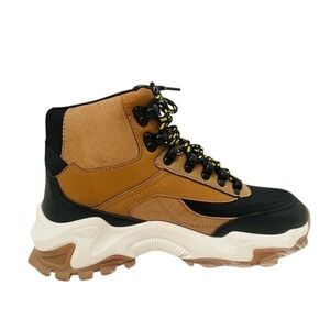 NEW Comfort Memory Foam Tan & Black Winter Boots Lug Sole Ankle‎ Boots Size 7
